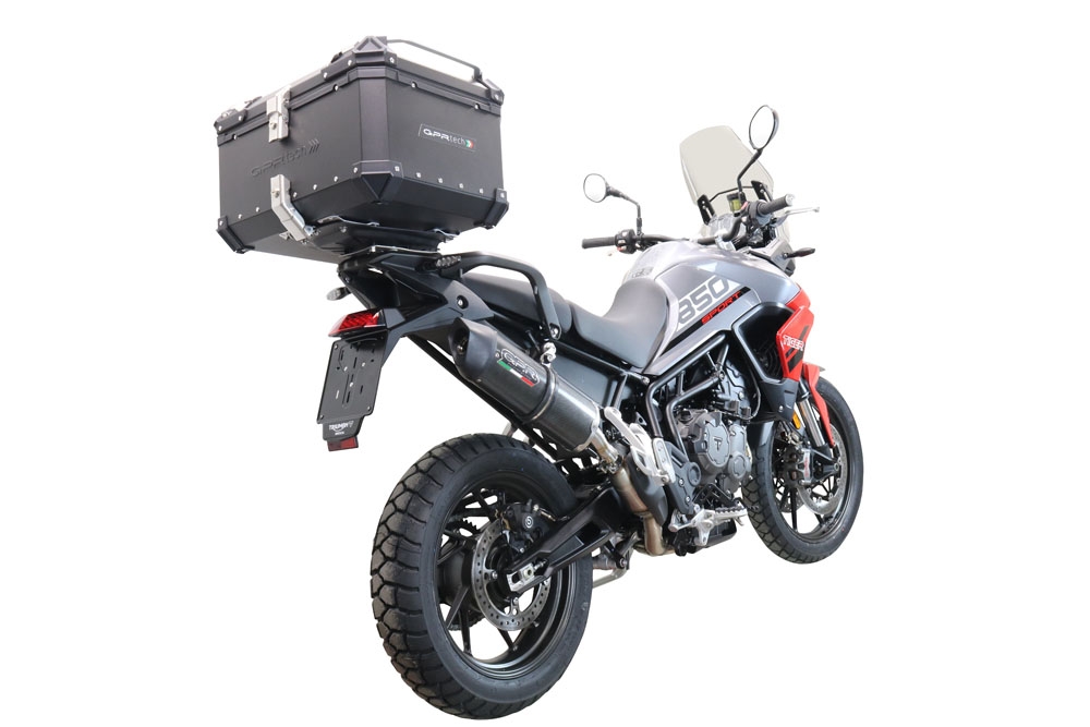Baúl en aluminio, color negro con placa específica incluida Baúl GPR TECH compatible con  Triumph Tiger 850 Sport 2020/2024 e5