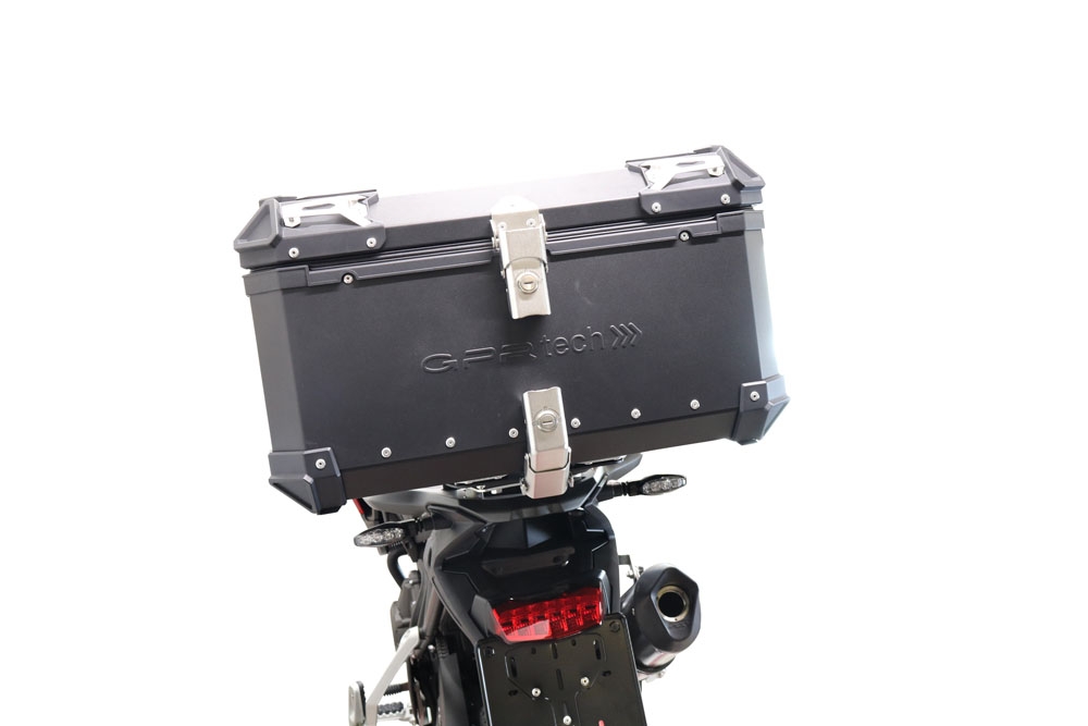 Baúl en aluminio, color negro con placa específica incluida Baúl GPR TECH compatible con  Triumph Tiger 850 Sport 2020/2024 e5