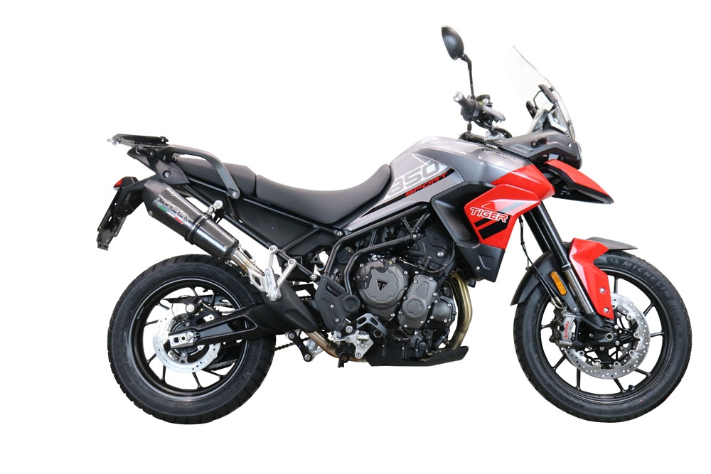 Escape compatible con Triumph Tiger 850 2020-2024, GP Evo4 Poppy, Escape legal, homologado, silenciador con db killer desmontable y tubo de conexión específico 