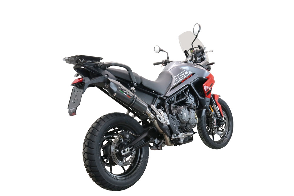 Escape compatible con Triumph Tiger 850 2020-2024, GP Evo4 Poppy, Escape legal, homologado, silenciador con db killer desmontable y tubo de conexión específico 