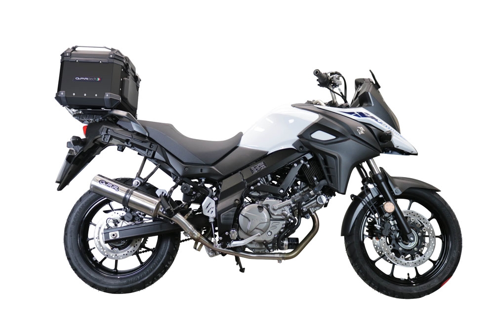 Baúl en aluminio color plata con placa específica incluida Baúl GPR TECH compatible con  Suzuki V-Strom Dl 650 2021/2024 e5
