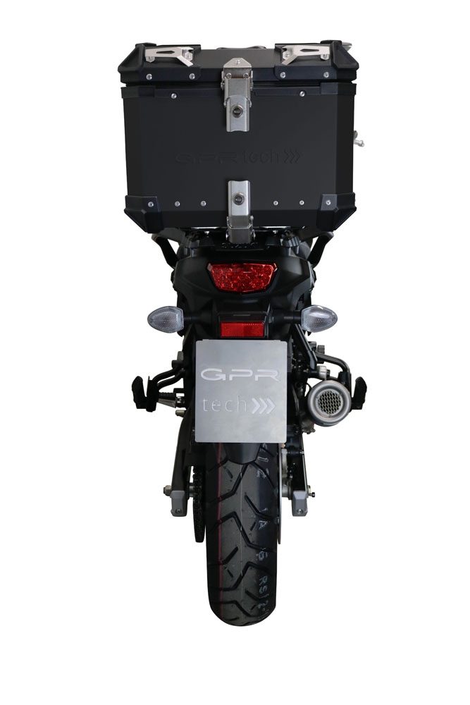 Baúl en aluminio color plata con placa específica incluida Baúl GPR TECH compatible con  Suzuki V-Strom Dl 650 2021/2024 e5