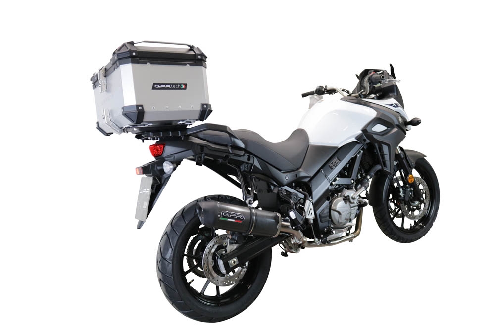 Baúl en aluminio color plata con placa específica incluida Baúl GPR TECH compatible con  Suzuki V-Strom 1050 Xt/De 2020/2024 e5
