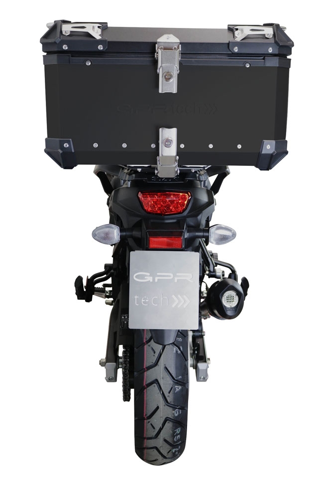 Baúl en aluminio, color negro con placa específica incluida Baúl GPR TECH compatible con  Suzuki V-Strom Dl 650 2017/2020 e4