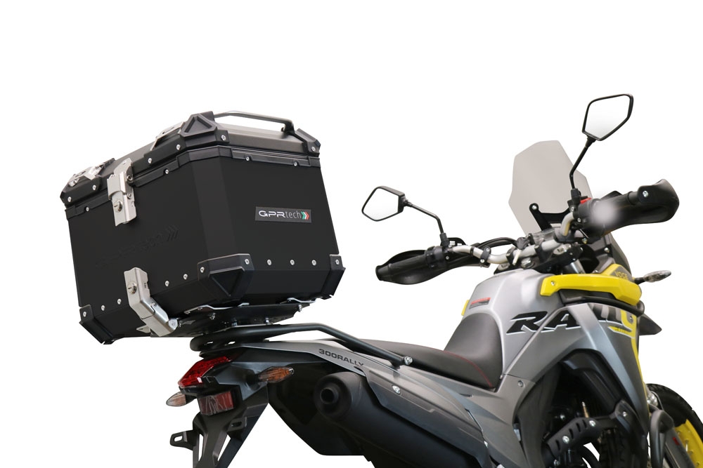 Baúl en aluminio, color negro con placa específica incluida Baúl GPR TECH compatible con  Voge 300Rally 2022/2024 e5