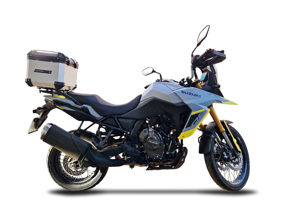 Baúl en aluminio color plata con placa específica incluida Baúl GPR TECH compatible con  Suzuki V-Strom 800DE 2023/2024 e5