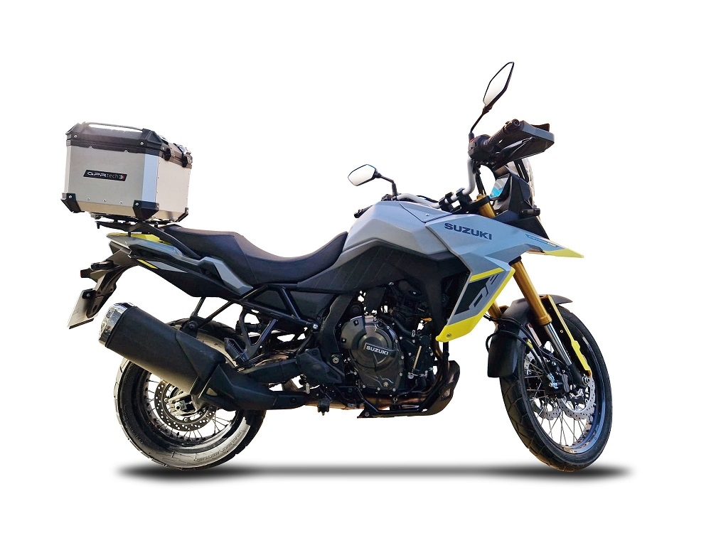 Baúl en aluminio color plata con placa específica incluida Baúl GPR TECH compatible con  Suzuki V-Strom Dl 650 2021/2024 e5