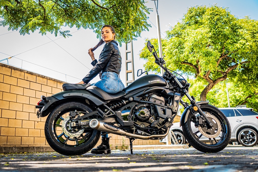 Escape compatible con Kawasaki Vulcan 650 S 2021-2023, Powercone Evo, Escape completo homologado y legal,con catalizador incluido db killer extraíble 
