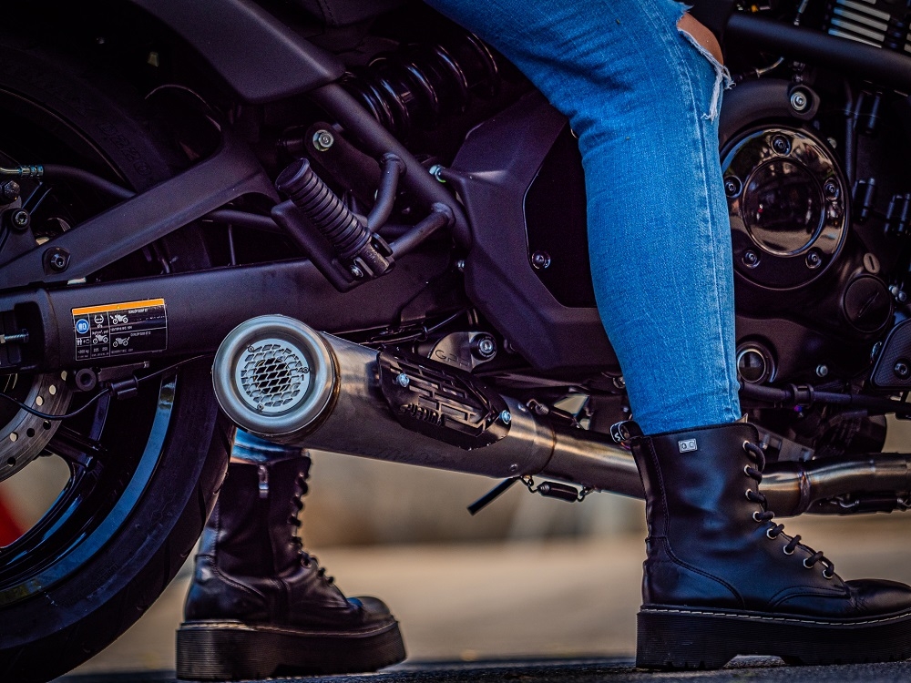 Escape compatible con Kawasaki Vulcan 650 S 2021-2023, Powercone Evo, Escape completo homologado y legal,con catalizador incluido db killer extraíble 