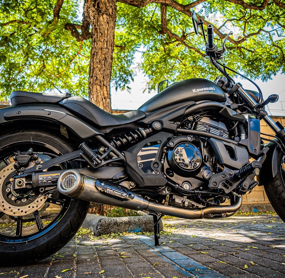 Escape compatible con Kawasaki Vulcan 650 S 2021-2023, Powercone Evo, Escape completo homologado y legal,con catalizador incluido db killer extraíble 