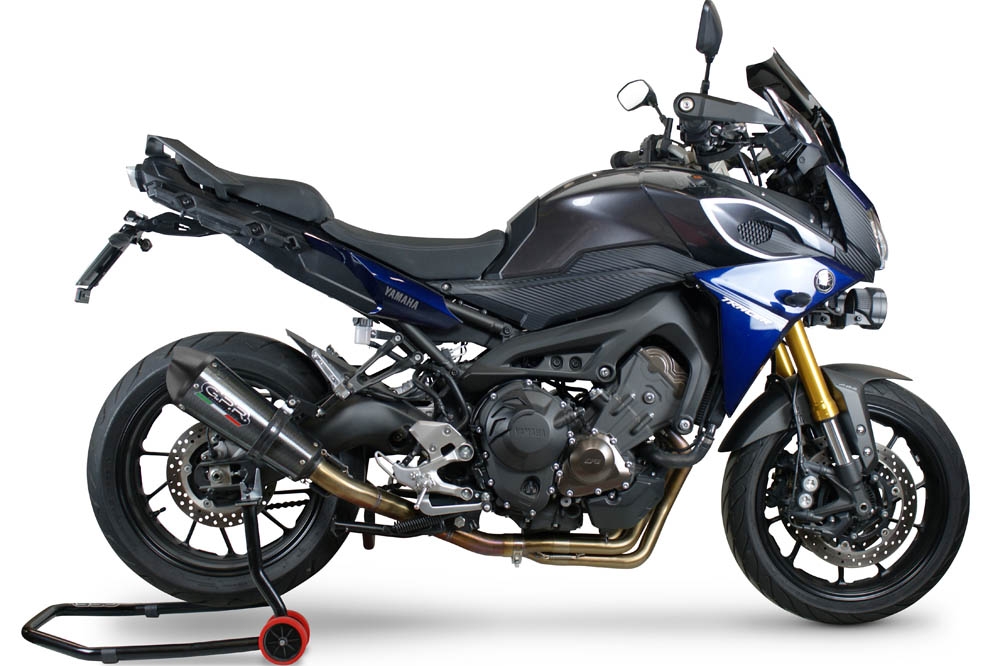 Escape compatible con Yamaha Tracer 9 GT 2021-2024, GP Evo4 Poppy, Escape completo homologado y legal,con catalizador incluido db killer extraíble 