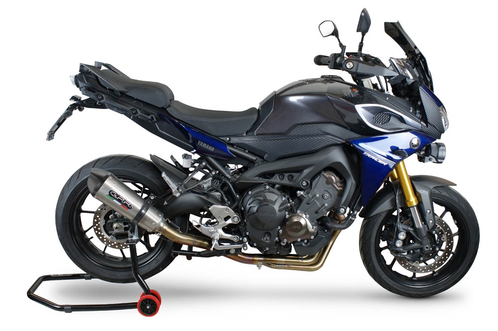 Escape compatible con Yamaha Tracer 9 2021-2024, GP Evo4 Titanium, Escape completo homologado y legal,con catalizador incluido db killer extraíble 