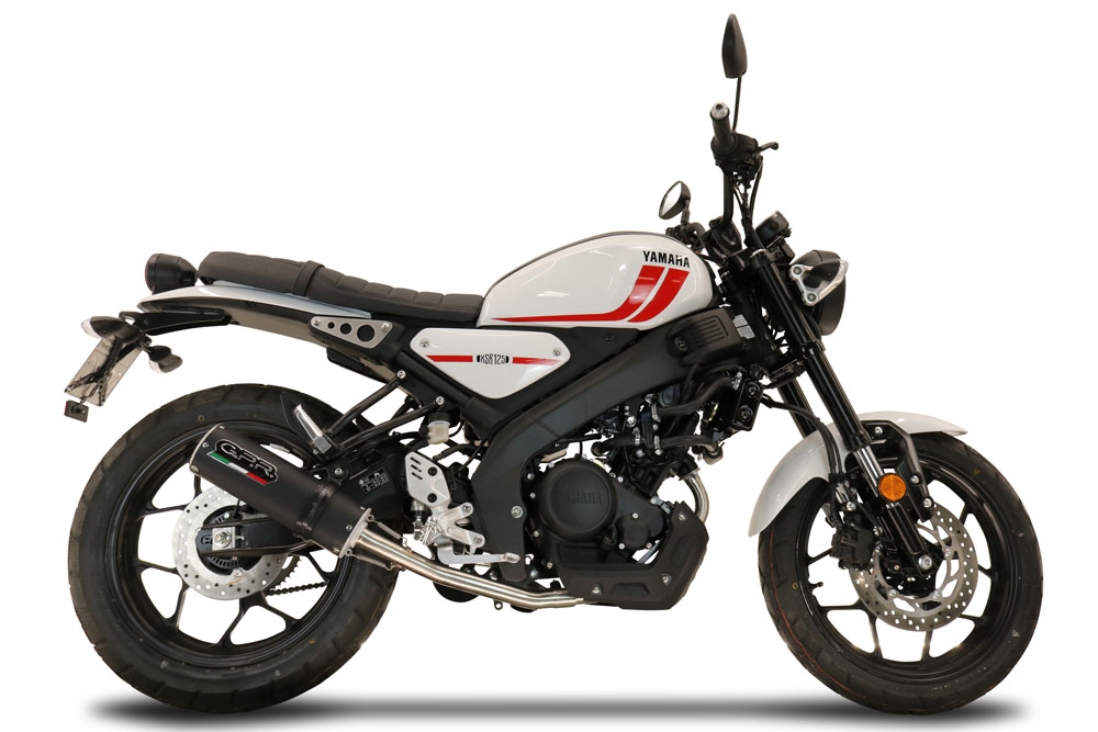 Escape compatible con Yamaha XSR 125 2021-2025, M3 Black Titanium, Escape completo homologado y legal,con catalizador incluido db killer extraíble 