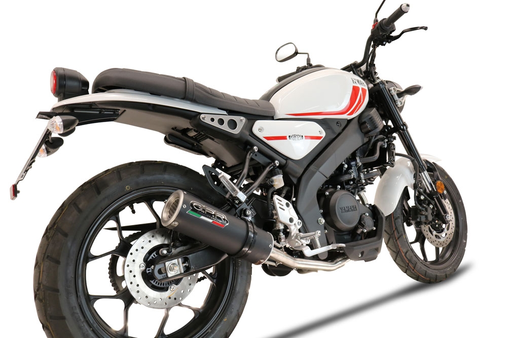 Escape compatible con Yamaha XSR 125 2021-2025, M3 Black Titanium, Escape completo homologado y legal,con catalizador incluido db killer extraíble 