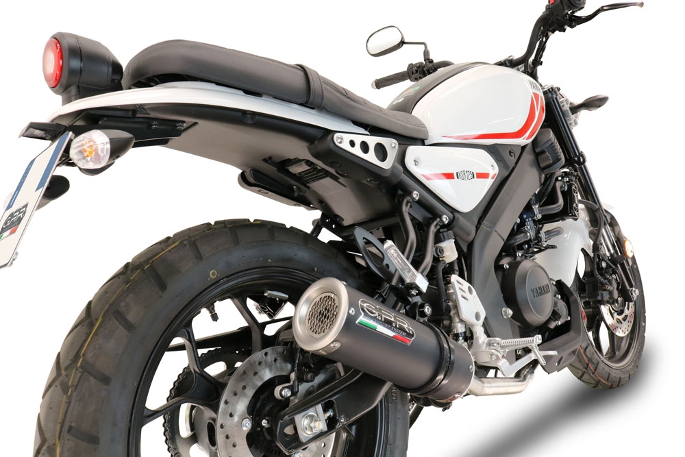Escape compatible con Yamaha XSR 125 2021-2025, M3 Black Titanium, Escape completo homologado y legal,con catalizador incluido db killer extraíble 