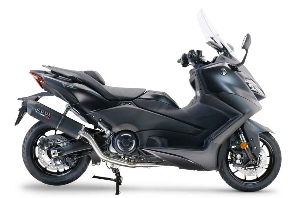 Escape compatible con Yamaha T-Max 560 2022-2024, Furore Evo4 Nero, Escape completo homologado y legal,con catalizador incluido db killer extraíble 