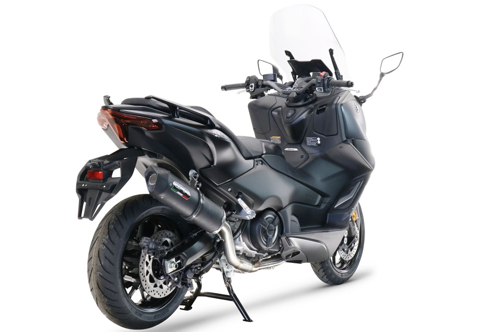 Escape compatible con Yamaha T-Max 560 2022-2024, Furore Evo4 Nero, Escape completo homologado y legal,con catalizador incluido db killer extraíble 