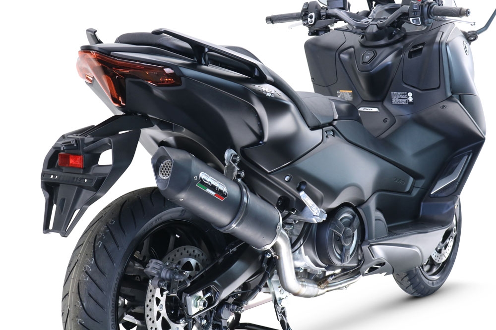 Escape compatible con Yamaha T-Max 560 2022-2024, Furore Evo4 Nero, Escape completo homologado y legal,con catalizador incluido db killer extraíble 