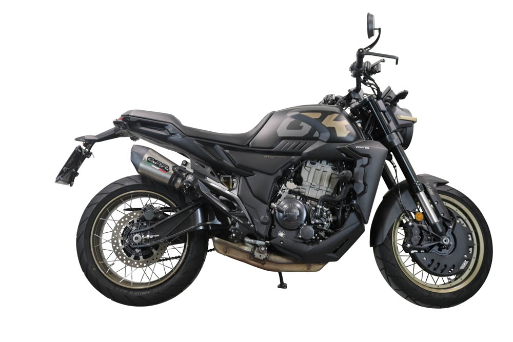 Escape compatible con Zontes 350 GK 2022-2024, GP Evo4 Titanium, Escape legal, homologado, silenciador con db killer desmontable y tubo de conexión específico 