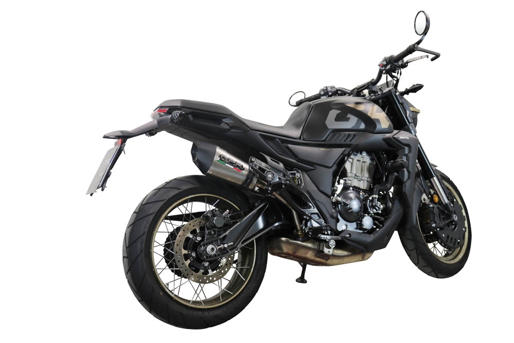 Escape compatible con Zontes 350 GK 2022-2024, GP Evo4 Titanium, Escape legal, homologado, silenciador con db killer desmontable y tubo de conexión específico 