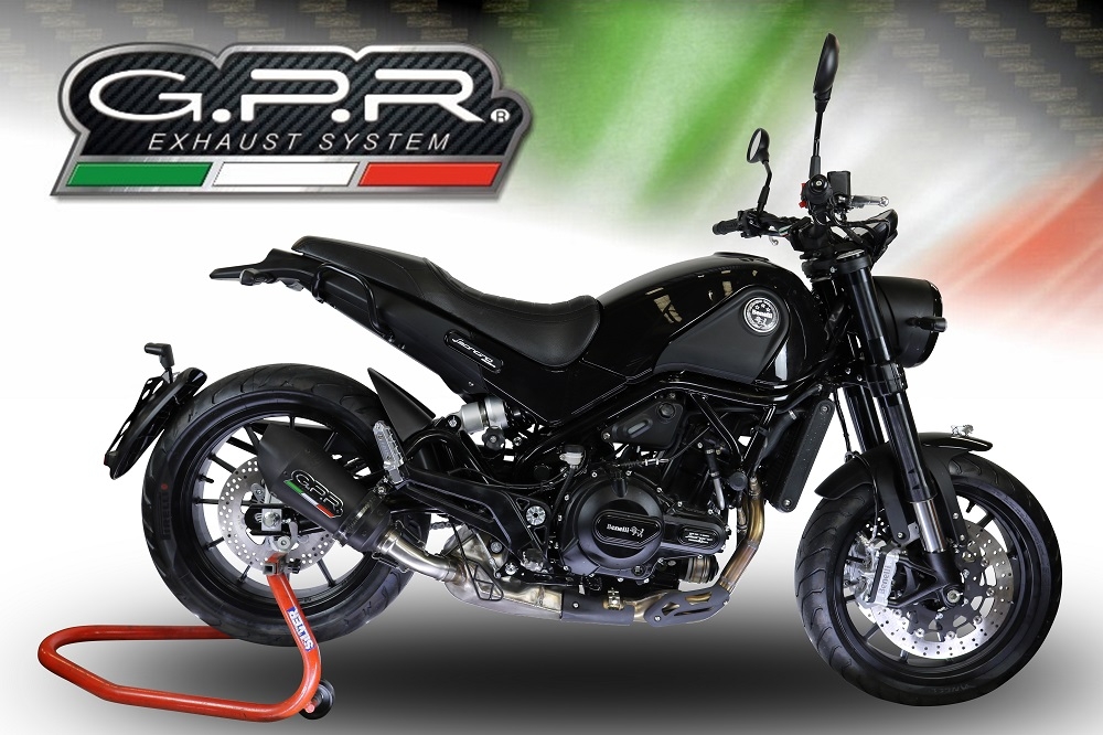 Escape compatible con Benelli Leoncino 500 Trail 2017-2024, Gpe Ann. Black titanium, Escape legal, homologado, silenciador con db killer desmontable y tubo de conexión específico 