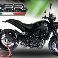 Escape compatible con Benelli Leoncino 500 Trail 2017-2024, Gpe Ann. Black titanium, Escape legal, homologado, silenciador con db killer desmontable y tubo de conexión específico 