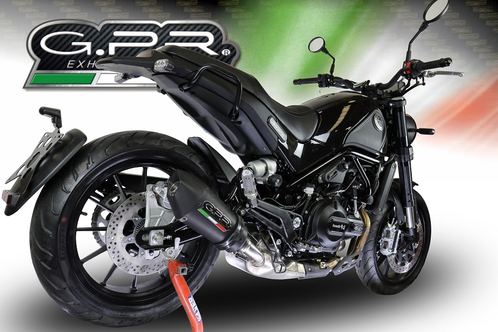 Escape compatible con Benelli Leoncino 500 Trail 2017-2024, Gpe Ann. Black titanium, Escape legal, homologado, silenciador con db killer desmontable y tubo de conexión específico 
