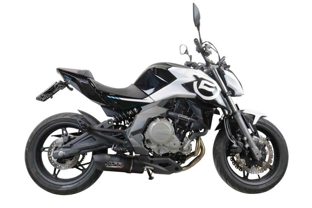 Escape compatible con Cf Moto 400 NK 2021-2023, Furore Nero, Escape racing, silenciador con db killer y tubos de conexión 