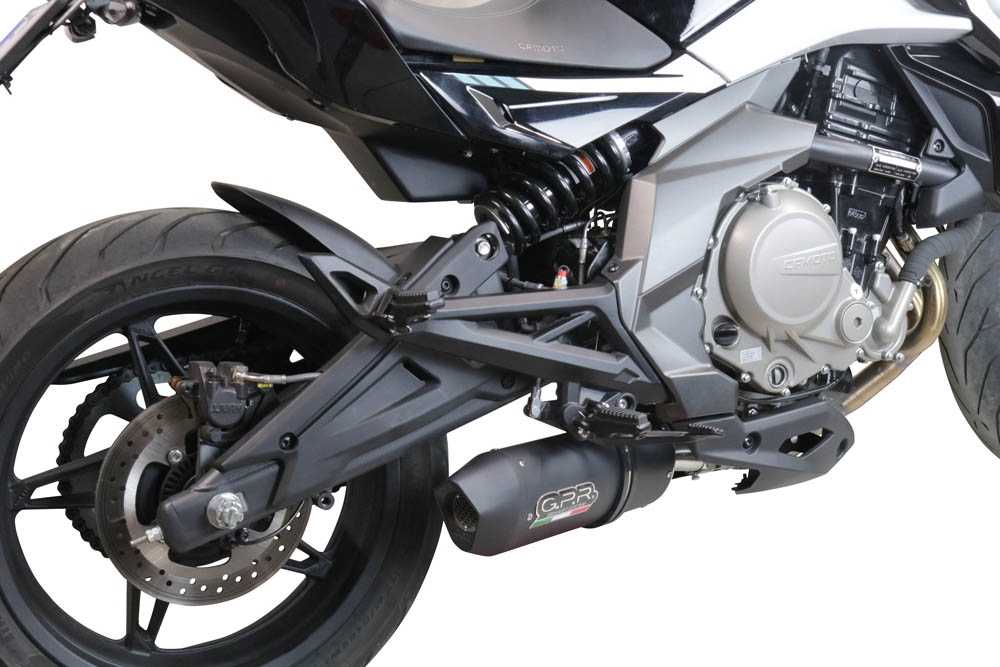 Escape compatible con Cf Moto 400 NK 2021-2023, Furore Nero, Escape racing, silenciador con db killer y tubos de conexión 