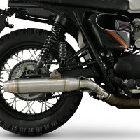 Escape compatible con Triumph BONNEVILLE T100 2001-2014, Deeptone Inox, Par de terminales de escape homologados, con db killer extraíble, catalizadores y tubo de conexión específico 