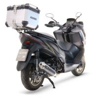 Baúl en aluminio color plata, incluye portaequipajes específico de aluminio y placa especifica de acero. Baúl GPR TECH compatible con  Zontes E 350 2023/2024