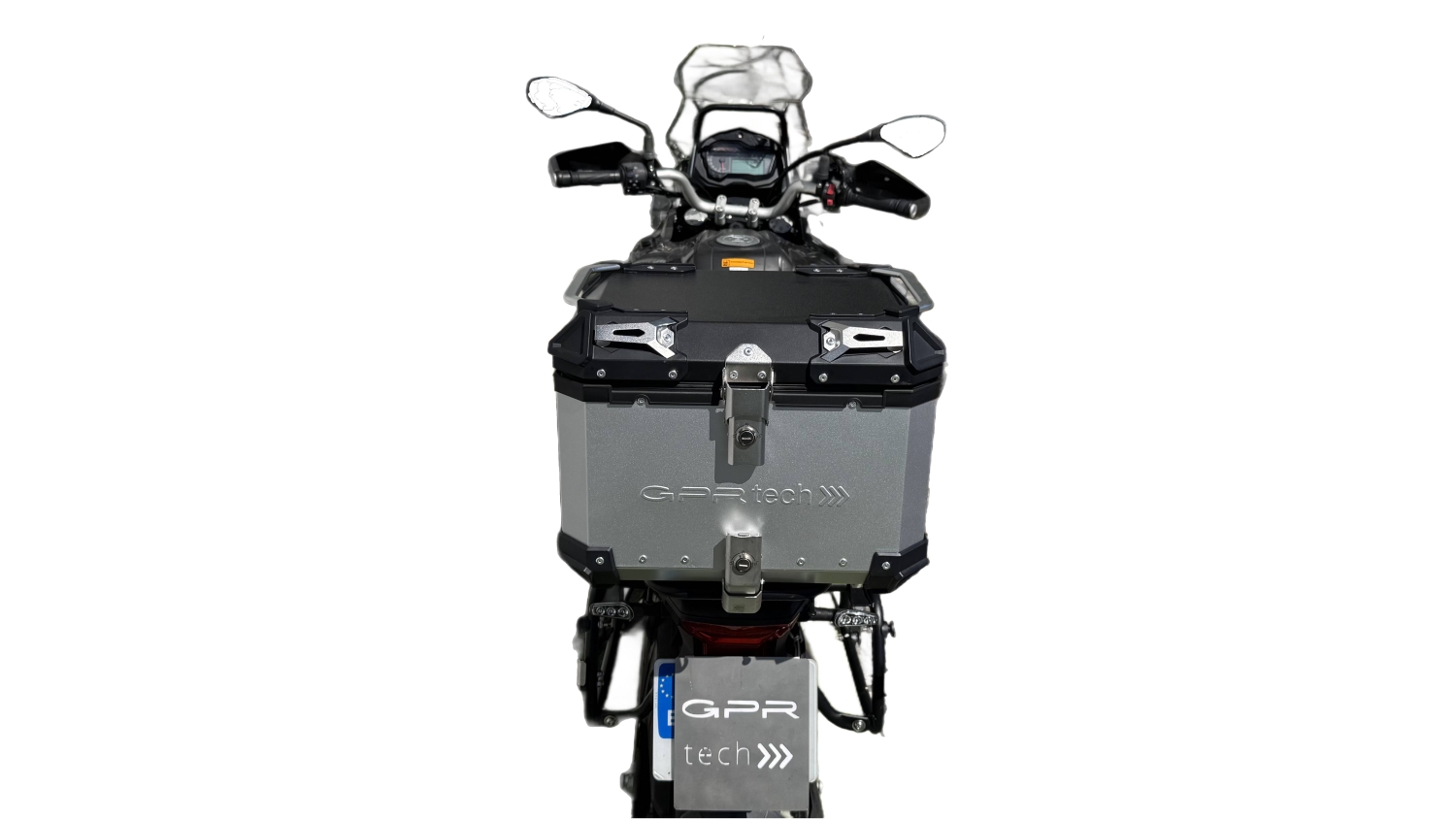 Baúl GPR TECH compatible con  Benelli Trk 502 X 2021/2024 e5 Baúl Alpi-Tech en aluminio color plata con placa específica incluida Capacidad Litros 45