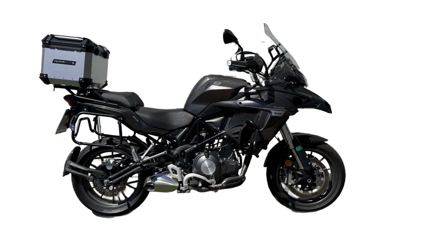 Baúl GPR TECH compatible con  Benelli Trk 502 X 2017/2020 e4 Baúl Alpi-Tech en aluminio color plata con placa específica incluida Capacidad Litros 55