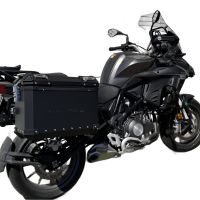 GPR TECH compatible con  Benelli Trk 502 X 2017/2020 e4 Par de maletas laterales en aluminio color negro con portaequipajes específico Capacidad 38 LT. + 38 LT.