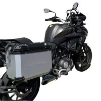 GPR TECH compatible con  Benelli Trk 502 X 2017/2020 e4 Par de maletas laterales en aluminio color plata con portaequipajes específico Capacidad 38 LT. + 38 LT.