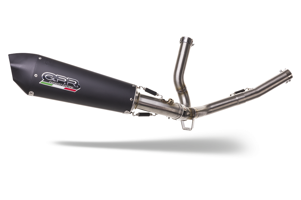 Escape compatible con Suzuki V-Strom 650 2021-2025, GP Evo4 Black Titanium, Escape semi-completo homologado, con db killer extraible y catalizador 