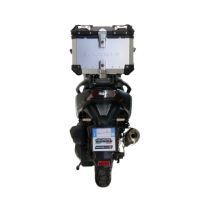 Baúl GPR TECH compatible con  Sym ADX 300 2024/2026 e5 Plus Baúl Alpi-Tech en aluminio color plata con placa específica incluida Capacidad Litros 35