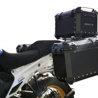 GPR TECH compatible con  Bmw R 1300 GS Adventure 2023/2025 Kit tríptico fabricado en color negro, con Top case 35 Lt + Side Cases 38 Lt + 38 Lt + portaequipaje general color negro Capacidad Top case 35 Litros + capacidad maletas laterales 38 Litros + 38 L