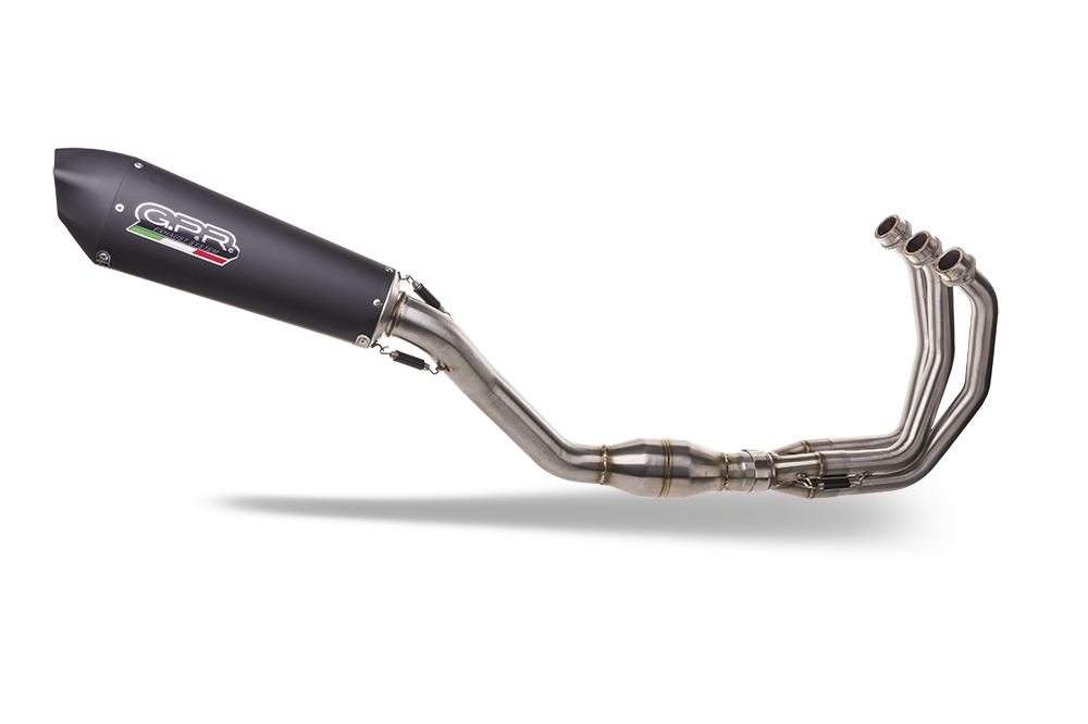 GPR escape compatible con  Triumph Daytona 660 2023-2025, New Grand Prix Evo Black Titanium, Escape completo homologado y legal,con catalizador incluido db killer extraíble 