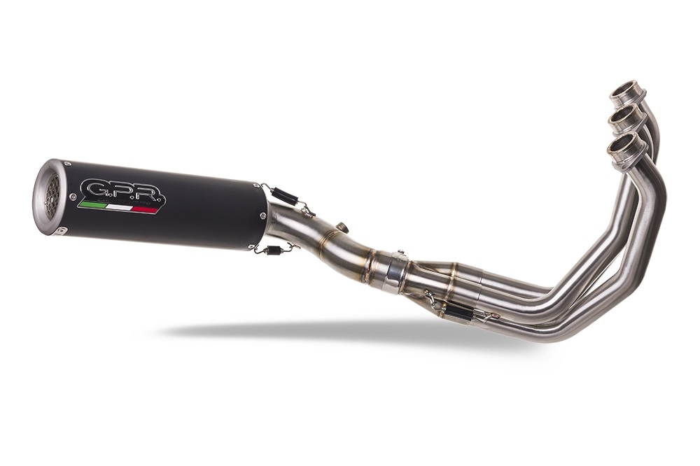 Escape compatible con Triumph Trident 660 2021-2024, M3 Black Titanium, Escape completo racing, incluyendo colector y db killer desmontable, sin homologación 
