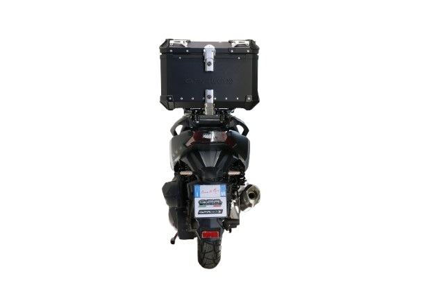 Baúl GPR TECH compatible con  Sym ADX 300 2024/2026 e5 Plus Baúl Alpi-Tech en aluminio, color negro con placa específica incluida Capacidad Litros 45
