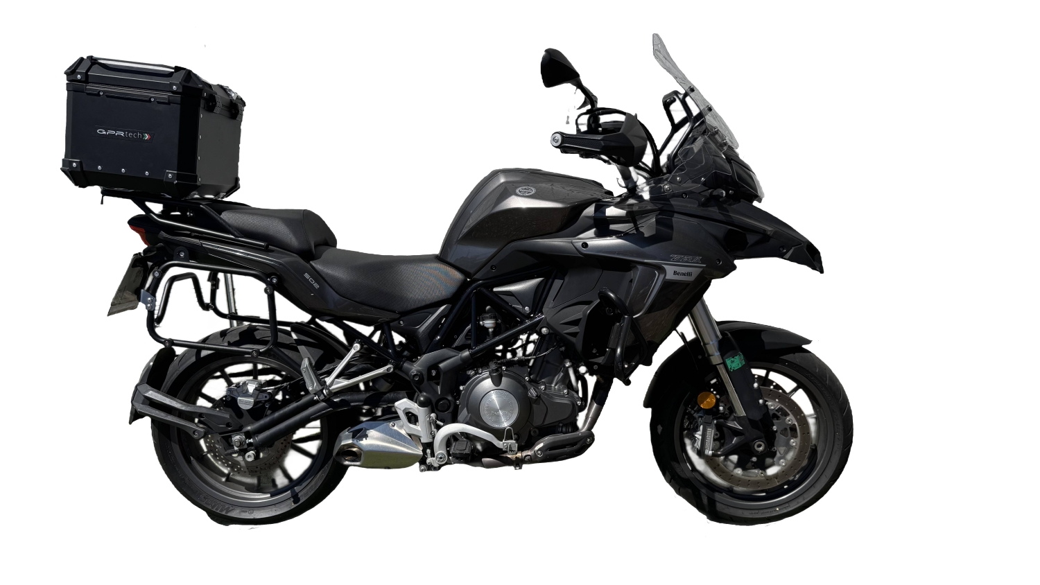 Baúl en aluminio, color negro con placa específica incluida Baúl GPR TECH compatible con  Benelli Trk 502 X 2021/2024 e5