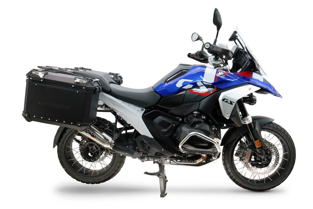 GPR TECH compatible con  Bmw R 1300 GS Adventure 2024/2026 Par de maletas laterales en aluminio color negro con portaequipajes específico Capacidad 38 LT. + 38 LT.