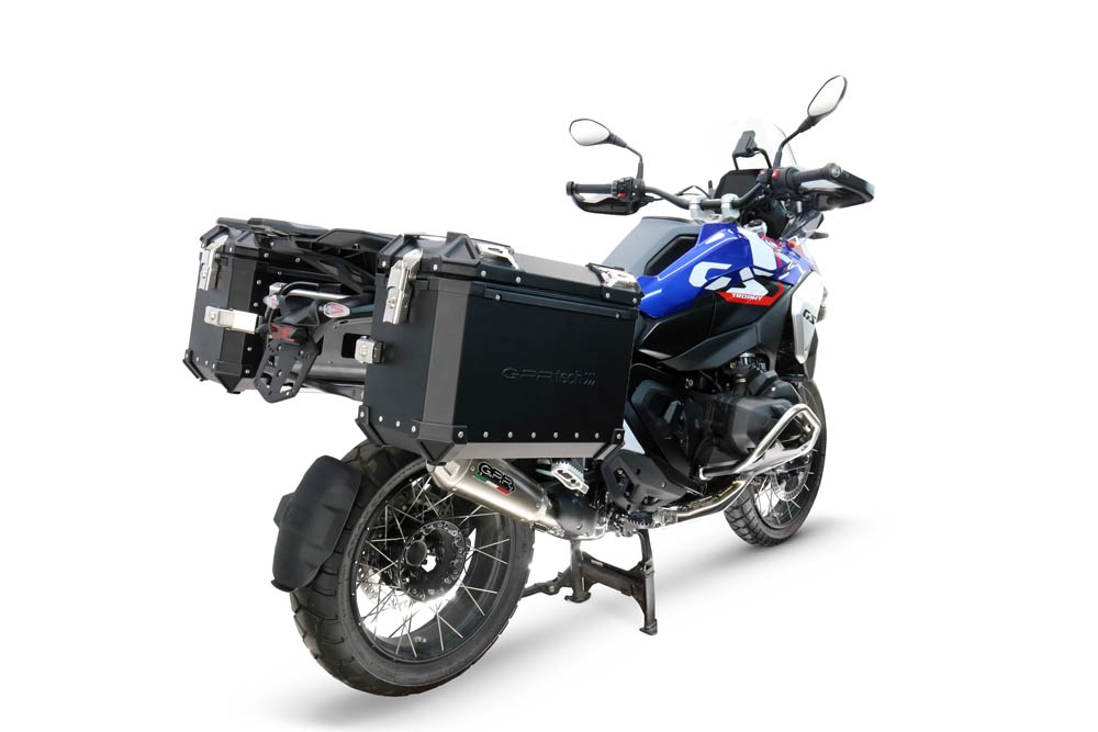 GPR TECH compatible con  Bmw R 1300 GS Adventure 2024/2026 Par de maletas laterales en aluminio color negro con portaequipajes específico Capacidad 38 LT. + 38 LT.