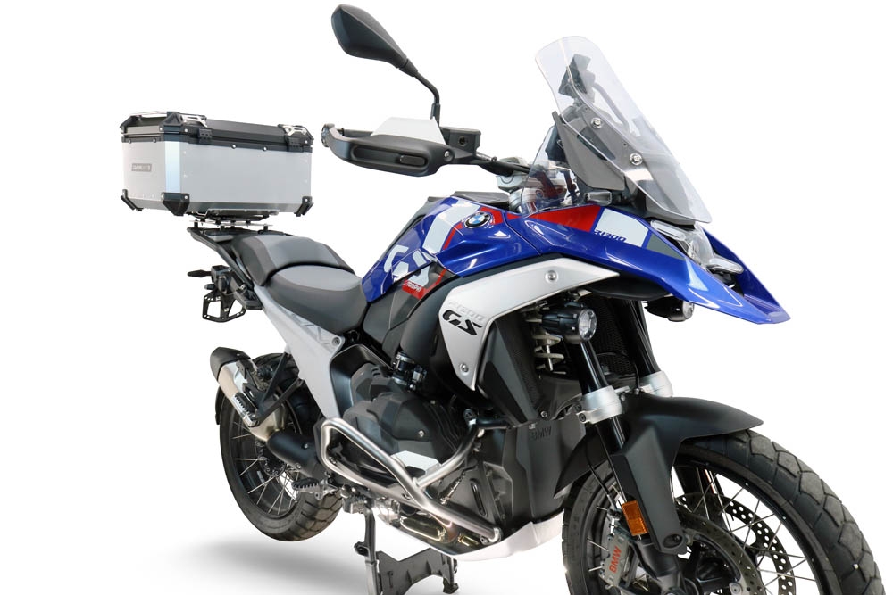 Baúl GPR TECH compatible con  Bmw R 1300 GS 2024/2026 Baúl Alpi-Tech en aluminio color plata con placa específica para portaequipajes trasero incluida Capacidad Litros 55