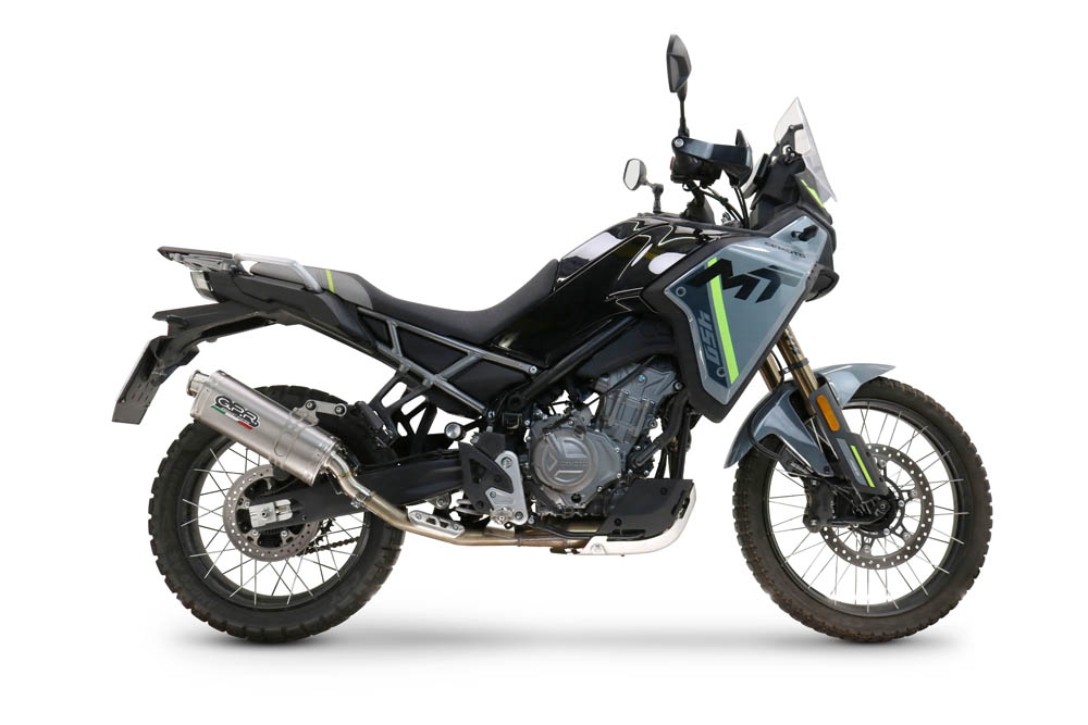 GPR escape compatible con  Cf Moto 450 MT 2024-2025, Dune Triovale Titanio, Escape legal, homologado, silenciador con db killer desmontable y tubo de conexión específico 