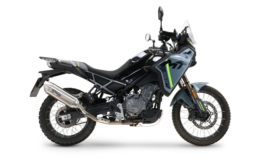 GPR escape compatible con  Cf Moto 450 MT 2024-2025, Furore-X Acciaio Inox, Escape legal, homologado, silenciador con db killer desmontable y tubo de conexión específico 