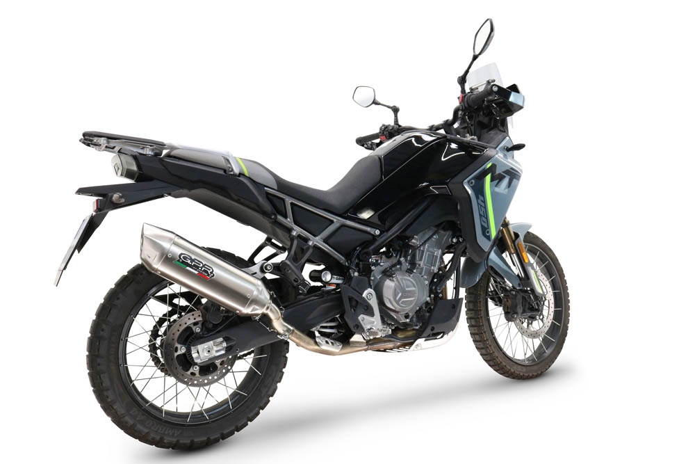 GPR escape compatible con  Cf Moto 450 MT 2024-2025, Furore-X Acciaio Inox, Escape legal, homologado, silenciador con db killer desmontable y tubo de conexión específico 