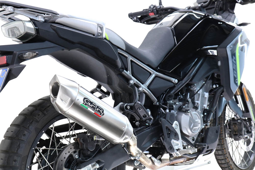 GPR escape compatible con  Cf Moto 450 MT 2024-2025, Furore-X Acciaio Inox, Escape legal, homologado, silenciador con db killer desmontable y tubo de conexión específico 