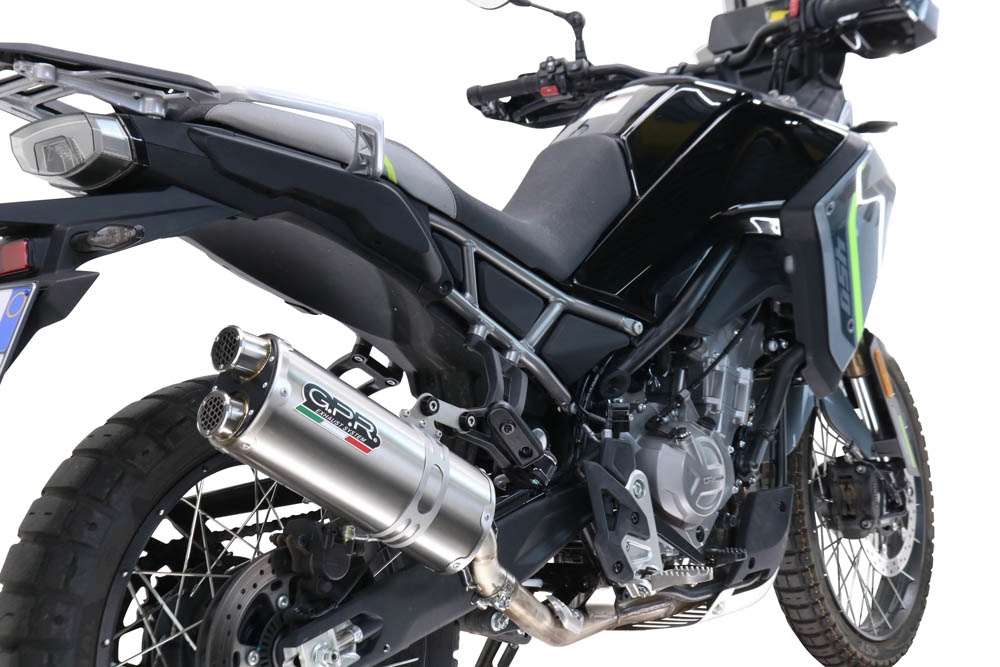 GPR escape compatible con  Cf Moto 450 MT 2024-2025, Dual Inox, Escape racing, silencioso con tubo de conexión 